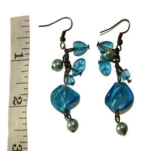 3 for $10 💲 Blue Turquoise Pearl Dangle Earrings